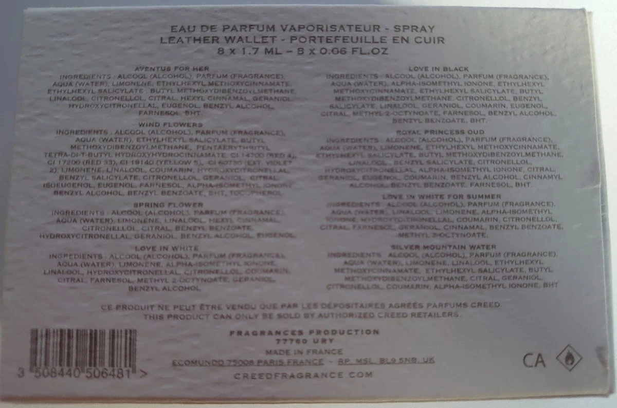 Creed Mini Set Met 8 Fantastische Geuren In Wit Lederen Wallet Voor Dames 3 Creed Mini Set Met 8 Fantastische Geuren In Wit Lederen Wallet Voor Dames - Afbeelding 3